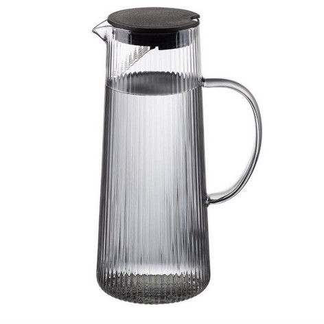Кувшин стеклянный 1200 мл пластиковая крышка рельефный Aroma Leonord