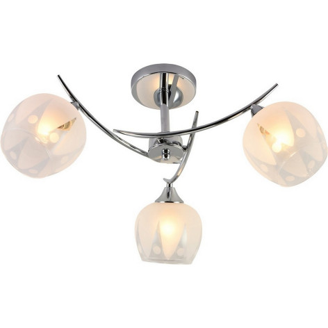 Люстра 3 плафона 57*26 см E27 60Вт 12м2 плафон стекло хром Baizheng