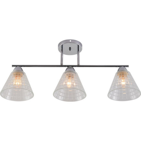 Люстра 3 плафона 64,5*15,5*27 см E27 60Вт 12м2 плафон стекло хром Baizheng