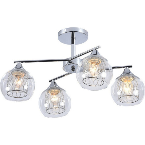 Люстра 4 плафона 49*32*28 см E27 60Вт 16м2 плафон стекло хром Baizheng