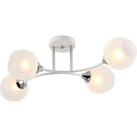 Люстра 4 плафона 63*33*24,5 см E27 60Вт 16м2 плафон стекло белый хром Baizheng