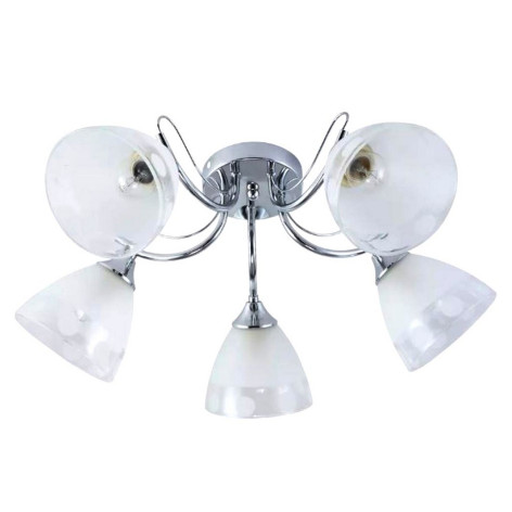 Люстра 5 плафонов 59*24 см E27 60Вт 20м2 плафон стекло хром Baizheng