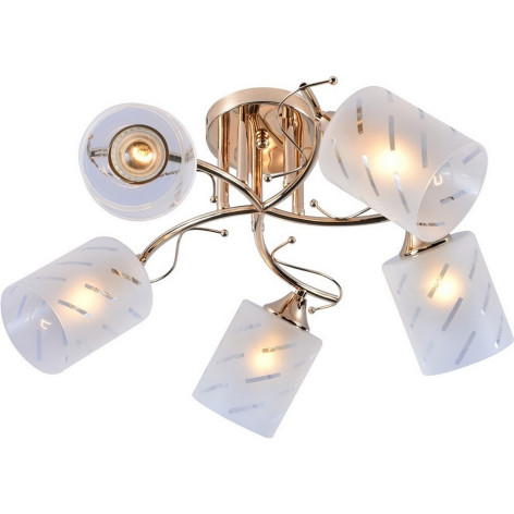 Люстра 5 плафонов 60*26 см E27 60Вт 20м2 плафон стекло золото Baizheng