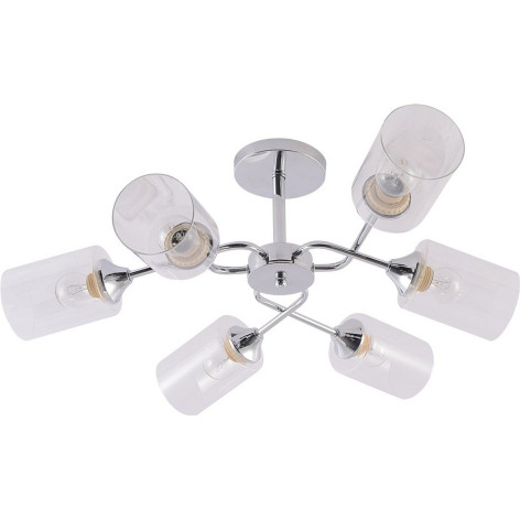 Люстра 6 плафонов 67*28 см E27 60Вт 24м2 плафон стекло хром Baizheng