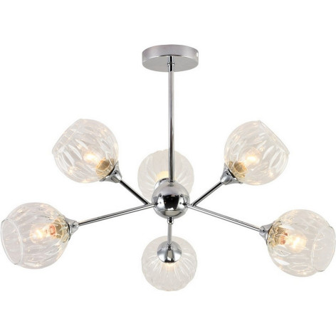 Люстра 6 плафонов 68,5*48 см E27 60Вт 24м2 плафон стекло хром Baizheng