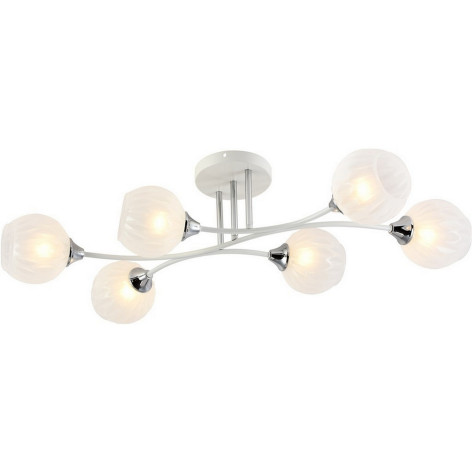 Люстра 6 плафонов 84*37,5*24,5 см E27 60Вт 24м2 плафон стекло белый хром Baizheng