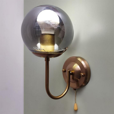 Бра 1 плафон 18,5*13*25,5 см Е27 60Вт 4м2 плафон стекло медь Baizheng