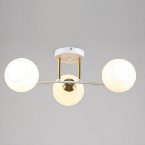 Люстра 3 плафона 50*27*19 см Е27 60Вт 12м2 плафон стекло белый-золото Baizheng