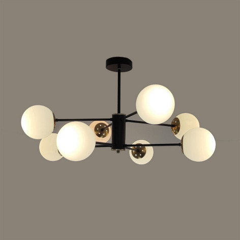 Люстра 8 плафонов 80,5*41,5 см Е27 60Вт 32м2 плафон стекло черный бронза Baizheng