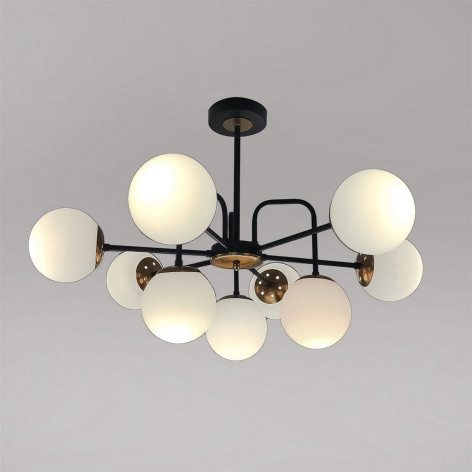 Люстра 9 плафонов 76*46 см Е27 60Вт 35м2 плафон стекло черный бронза Baizheng