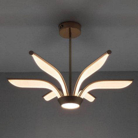 Люстра светодиодная 6 плафонов 65*38см 72Вт 9000LM 30м2 3 цвета пульт золото Baizheng