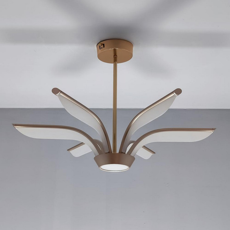 Cнимок Люстра светодиодная 6 плафонов 65*38см 72Вт 9000LM 30м2 3 цвета пульт золото Baizheng