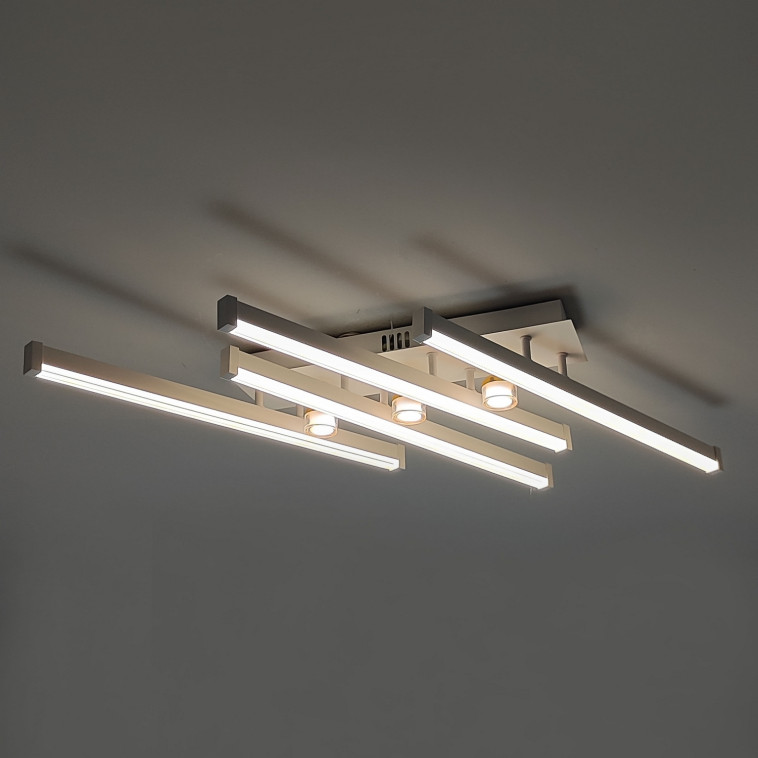 Фото Люстра светодиодная 7 плафонов 66*56*11 см 92Вт 11500LM 40м2 3 цвета пульт белый Baizheng