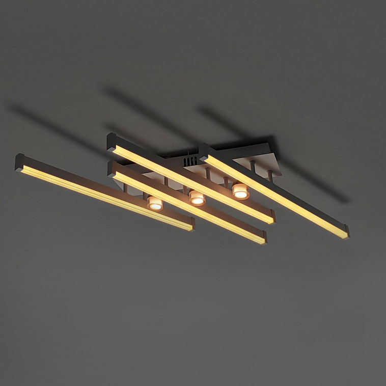 Картинка Люстра светодиодная 7 плафонов 66*56*11 см 92Вт 11500LM 40м2 3 цвета пульт белый Baizheng