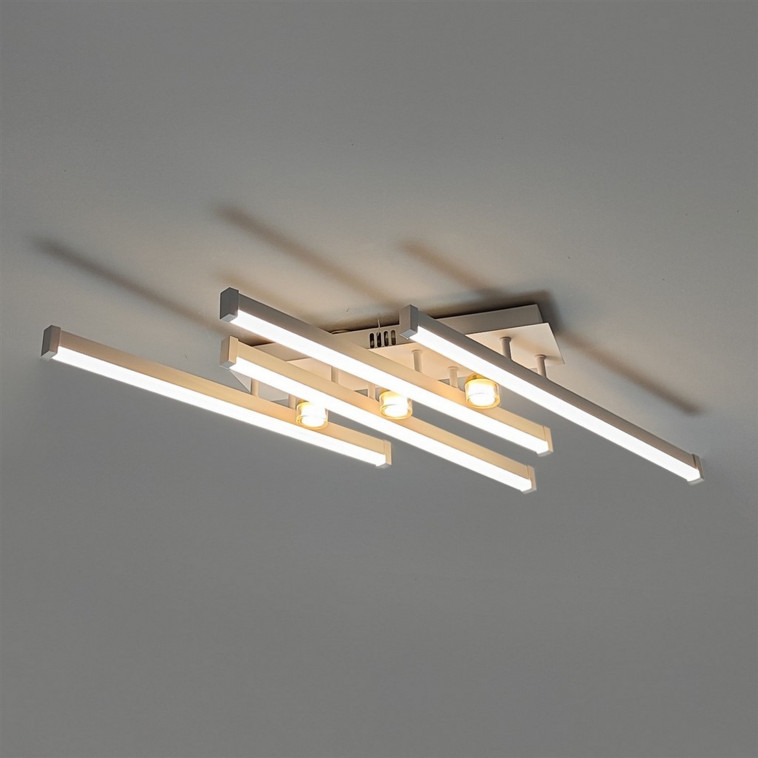 Люстра светодиодная 7 плафонов 66*56*11 см 92Вт 11500LM 40м2 3 цвета пульт белый Baizheng