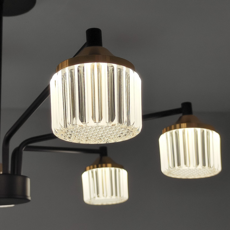 Фотография Люстра светодиодная 7 плафонов 68*37см 63Вт 15750LM 30м2 3 цвета пульт черный Baizheng