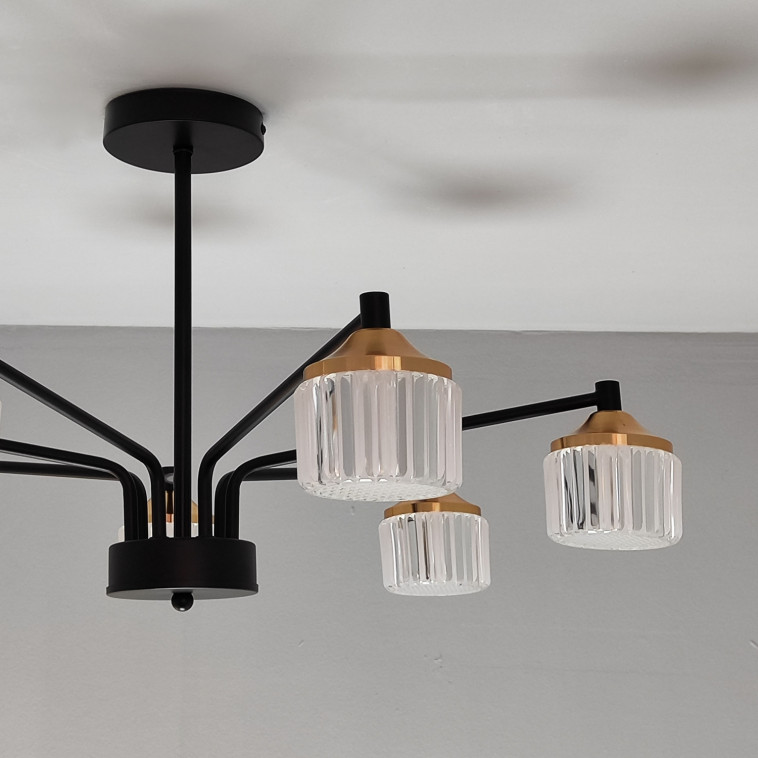 Cнимок Люстра светодиодная 7 плафонов 68*37см 63Вт 15750LM 30м2 3 цвета пульт черный Baizheng