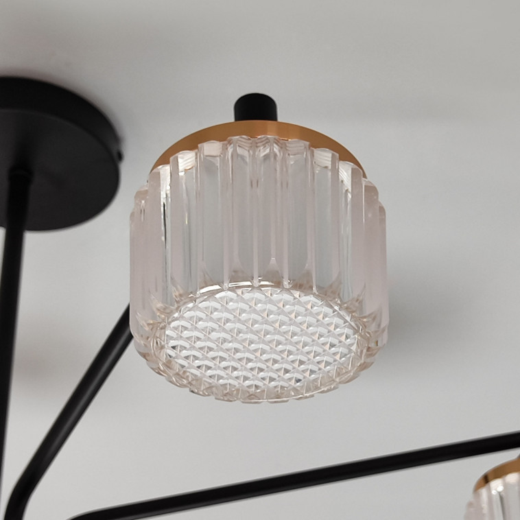 Рисунок Люстра светодиодная 7 плафонов 68*37см 63Вт 15750LM 30м2 3 цвета пульт черный Baizheng