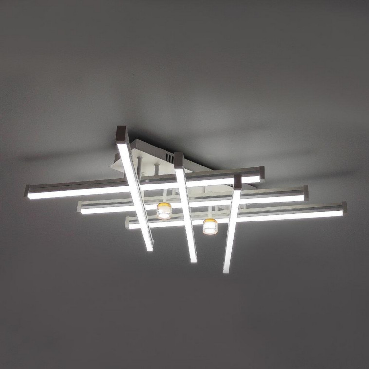 Фото Люстра светодиодная 8 плафонов 71*49*16 см 152Вт 19000LM 45м2 3 цвета пульт хром Baizheng