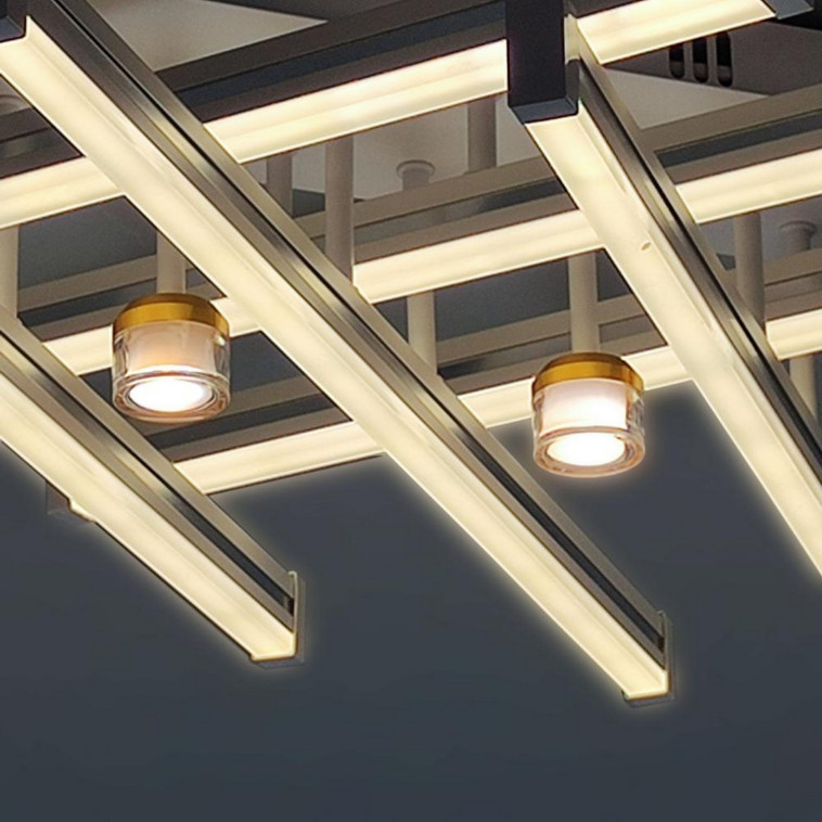 Картинка Люстра светодиодная 8 плафонов 71*49*16 см 152Вт 19000LM 45м2 3 цвета пульт хром Baizheng