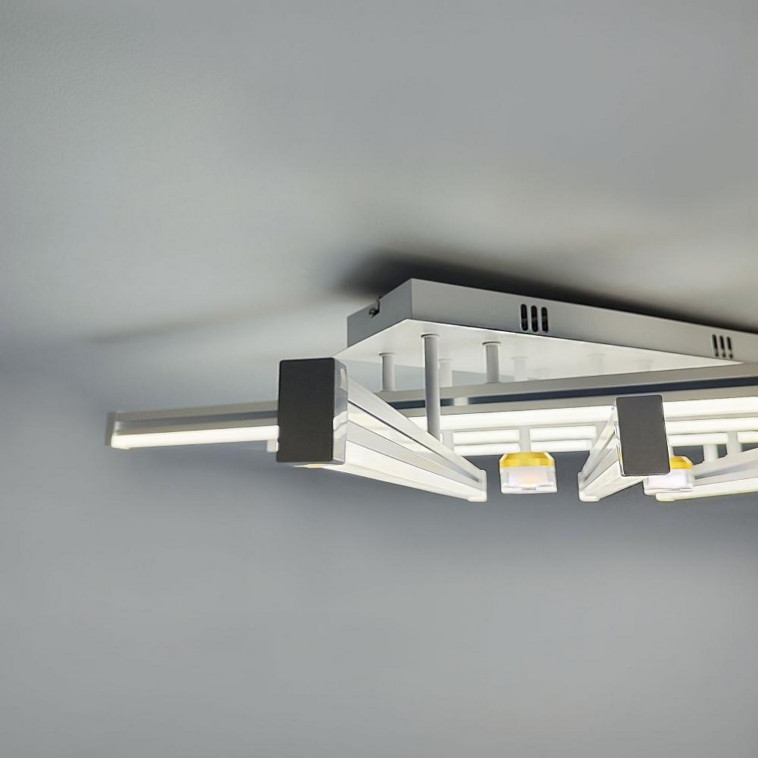 Фотография Люстра светодиодная 8 плафонов 71*49*16 см 152Вт 19000LM 45м2 3 цвета пульт хром Baizheng