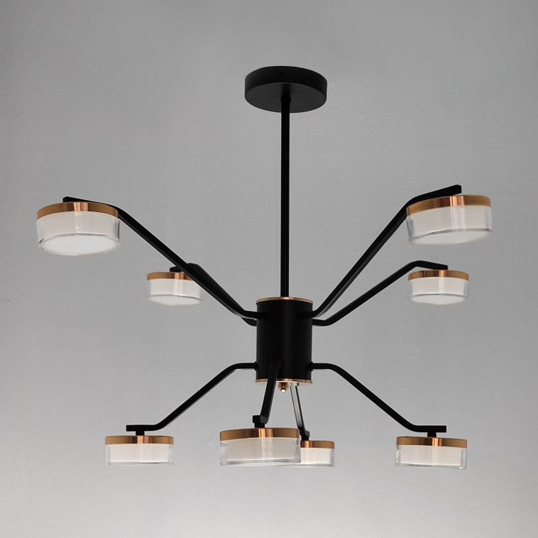 Фотография Люстра светодиодная 8 плафонов 75*50см 72Вт 18000LM 30м2 3 цвета пульт черный Baizheng