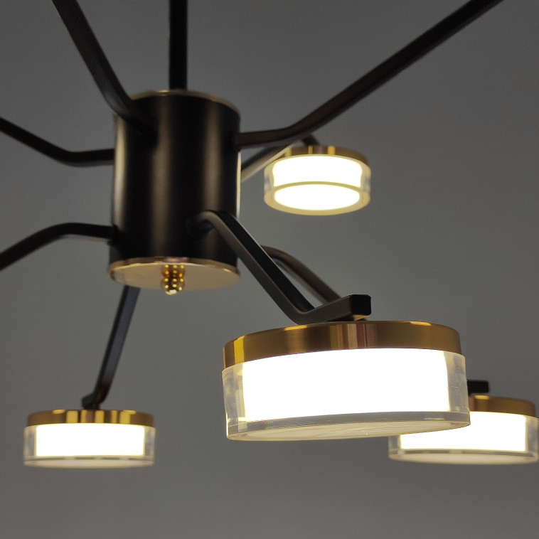 Фото №1 Люстра светодиодная 8 плафонов 75*50см 72Вт 18000LM 30м2 3 цвета пульт черный Baizheng