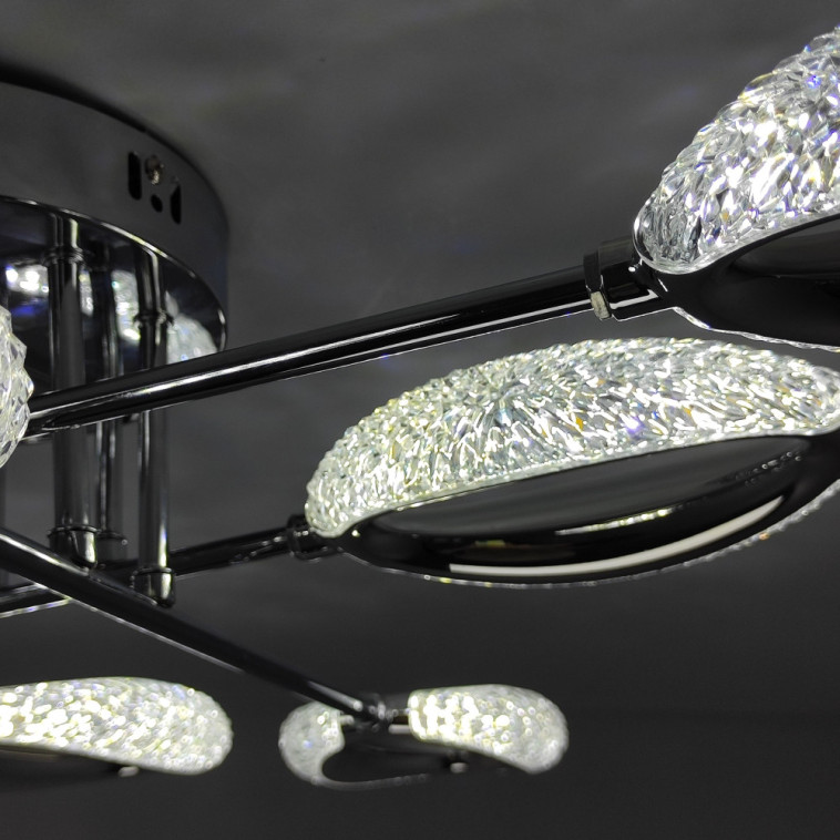 Фото №1 Люстра светодиодная 8 плафонов 82*15 см 96Вт 12000LM 45м2 3 цвета пульт хром Baizheng