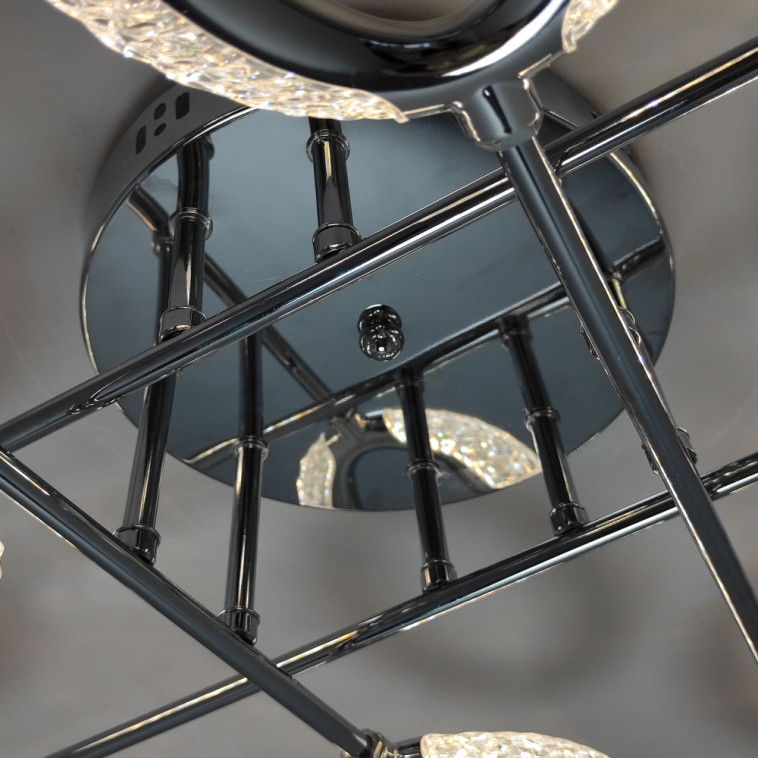 Мини фото №2 Люстра светодиодная 8 плафонов 82*15 см 96Вт 12000LM 45м2 3 цвета пульт хром Baizheng