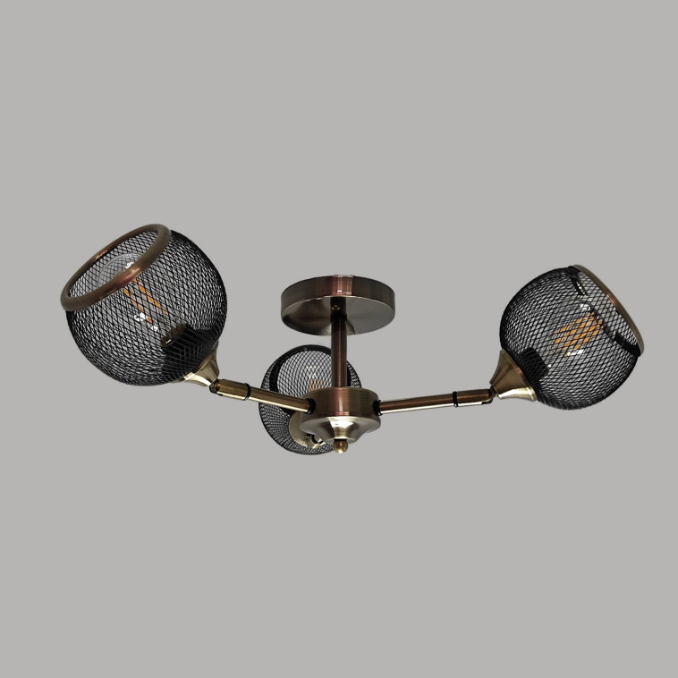 Изображение Светильник спот 3 плафона 60*26,5 см Е27 60Вт 12м2 плафон металл черный бронза Baizheng