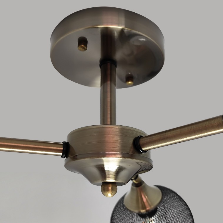 Фотография Светильник спот 3 плафона 60*26,5 см Е27 60Вт 12м2 плафон металл черный бронза Baizheng