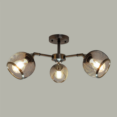 Светильник спот 3 плафона 60*26,5 см Е27 60Вт 12м2 плафон металл черный бронза Baizheng
