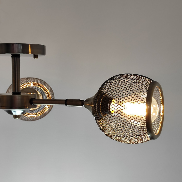 Рисунок Светильник спот 3 плафона 60*26,5 см Е27 60Вт 12м2 плафон металл черный бронза Baizheng