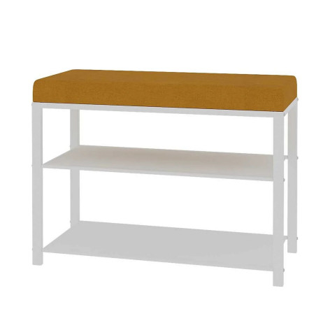 Банкетка металлическая 67х30х49 см белый сиденье горчичный Торонто 23S ЗМИ