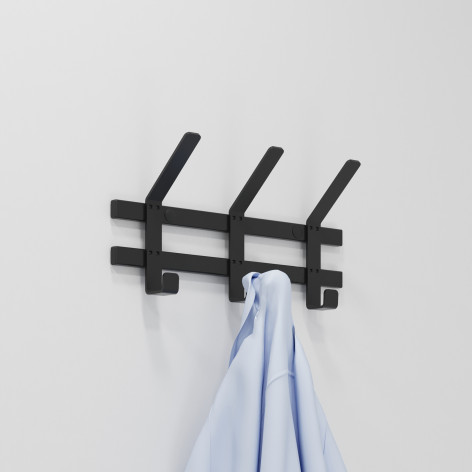 Вешалка металлическая настенная  34х8,5х16,8 см 3 двойных крючков черный Торонто 3 ЗМИ Вешалка металлическая настенная  34х8,5х16,8 см 3 двойных крючков черный Торонто 3 ЗМИ
