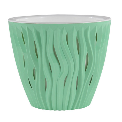 Кашпо пластиковое  2,25 л мята белая вставка Вдохновение Bmc