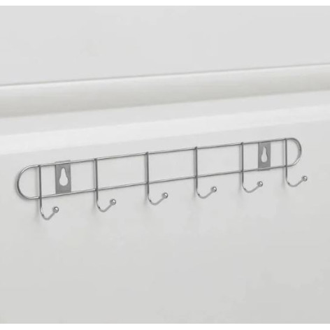 Вешалка металлическая настенная 330*55 мм 6 крючков серебряный Baizheng