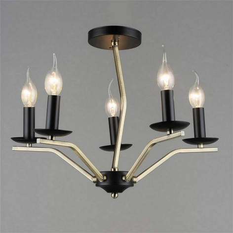 Люстра 5 плафонов 46*37 см Е14 60Вт 20 м2 плафон стекло бронза черный Baizheng