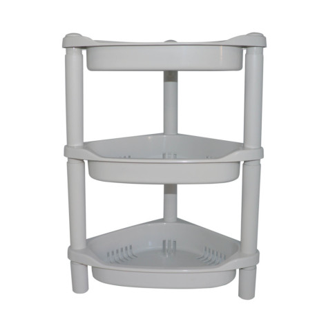Этажерка пластиковая 3-х ярусная угловая 360х280х505 мм серый Baizheng