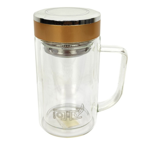 Термокружка двойное стекло 300 мл с ручкой Baizheng
