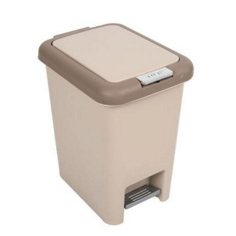 Ведро пластиковое для мусора  8 л 195х245х305 мм с педалью бежевый Baizheng