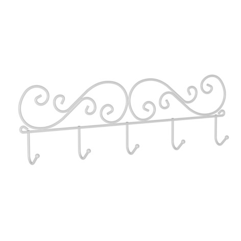 Вешалка металлическая настенная 40х4х13 см белый Кружева 5 ЗМИ Вешалка металлическая настенная 40х4х13 см белый Кружева 5 ЗМИ