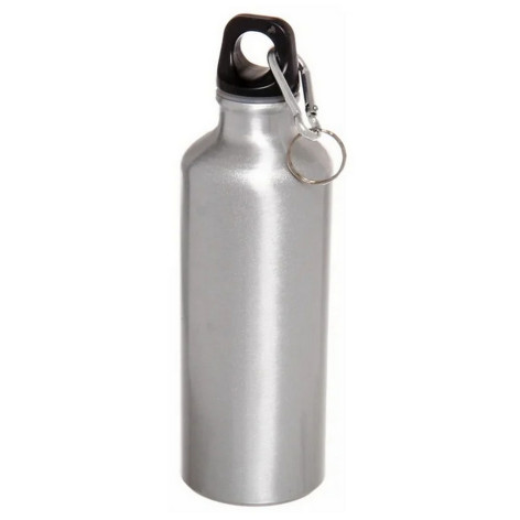 Фляга алюминиевая  0,5 л туристическая с карабином пласт пробка-завертка