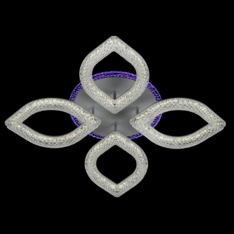 Люстра светодиодная 4 плафона 55*10 см 64Вт 2400LM 15м2 3 цвета прилож пульт белый Baizheng