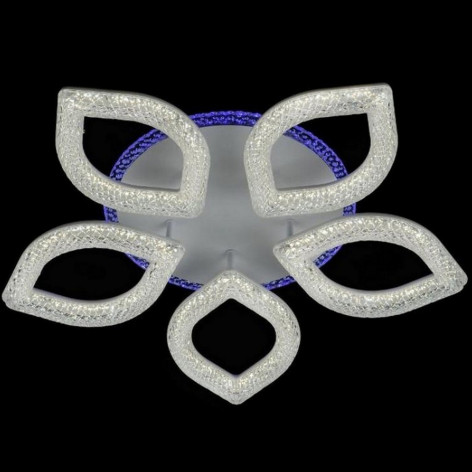 Люстра светодиодная 5 плафонов 59*10 см 80Вт 3000LM 20м2 3 цвета прилож пульт белый Baizheng