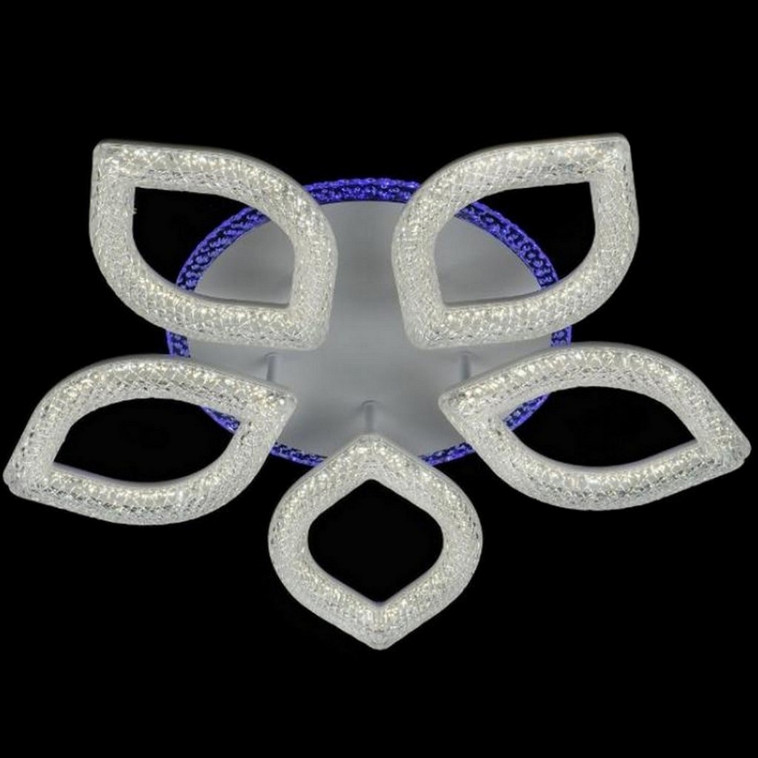 Люстра светодиодная 5 плафонов 59*10 см 80Вт 3000LM 20м2 3 цвета прилож пульт белый Baizheng