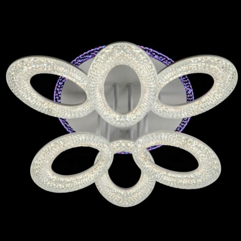 Люстра светодиодная 6 плафонов 54*16 см 120Вт 4500 LM 25м2 3 цвета прилож пульт белый Baizheng