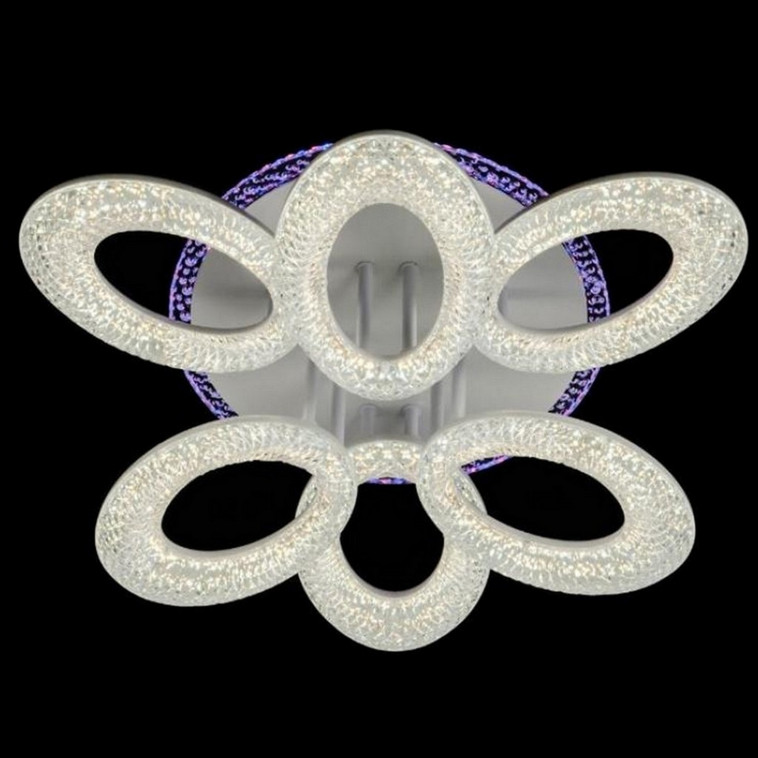 Люстра светодиодная 6 плафонов 54*16 см 120Вт 4500 LM 25м2 3 цвета прилож пульт белый Baizheng