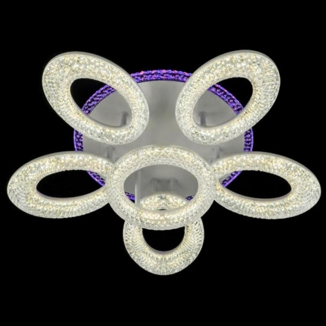 Люстра светодиодная 6 плафонов 55*16 см 118Вт 4420LM 25м2 3 цвета прилож пульт белый Baizheng