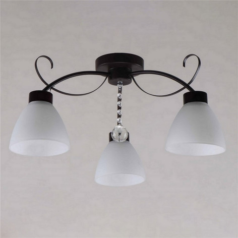 Люстра 3 плафона 55*55*26 см Е27 60Вт 12м2 плафон стекло черный Baizheng
